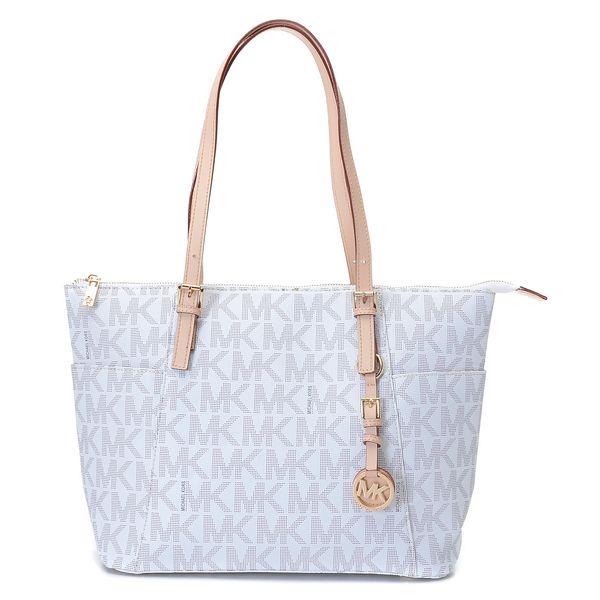 michael kors jet set mk logo-print signatur tote vanilla Avansert Tilpasning 8xws9